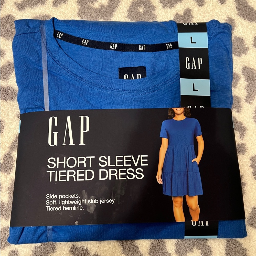 GAP Blue Short Sleeve Tiered Dress NWT